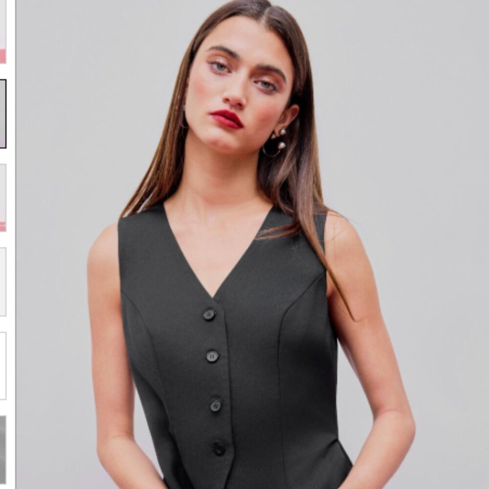 Cider Solid V-neck Button Vest Wide Leg Jumpsuit XL